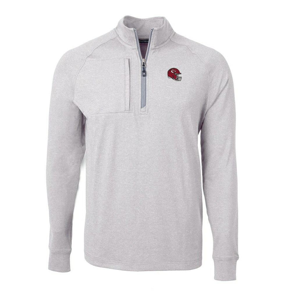 Kansas City Chiefs Cutter & Buck Big & Tall Adapt Eco Raglan Quarter-Zip Jacket Heather Gray