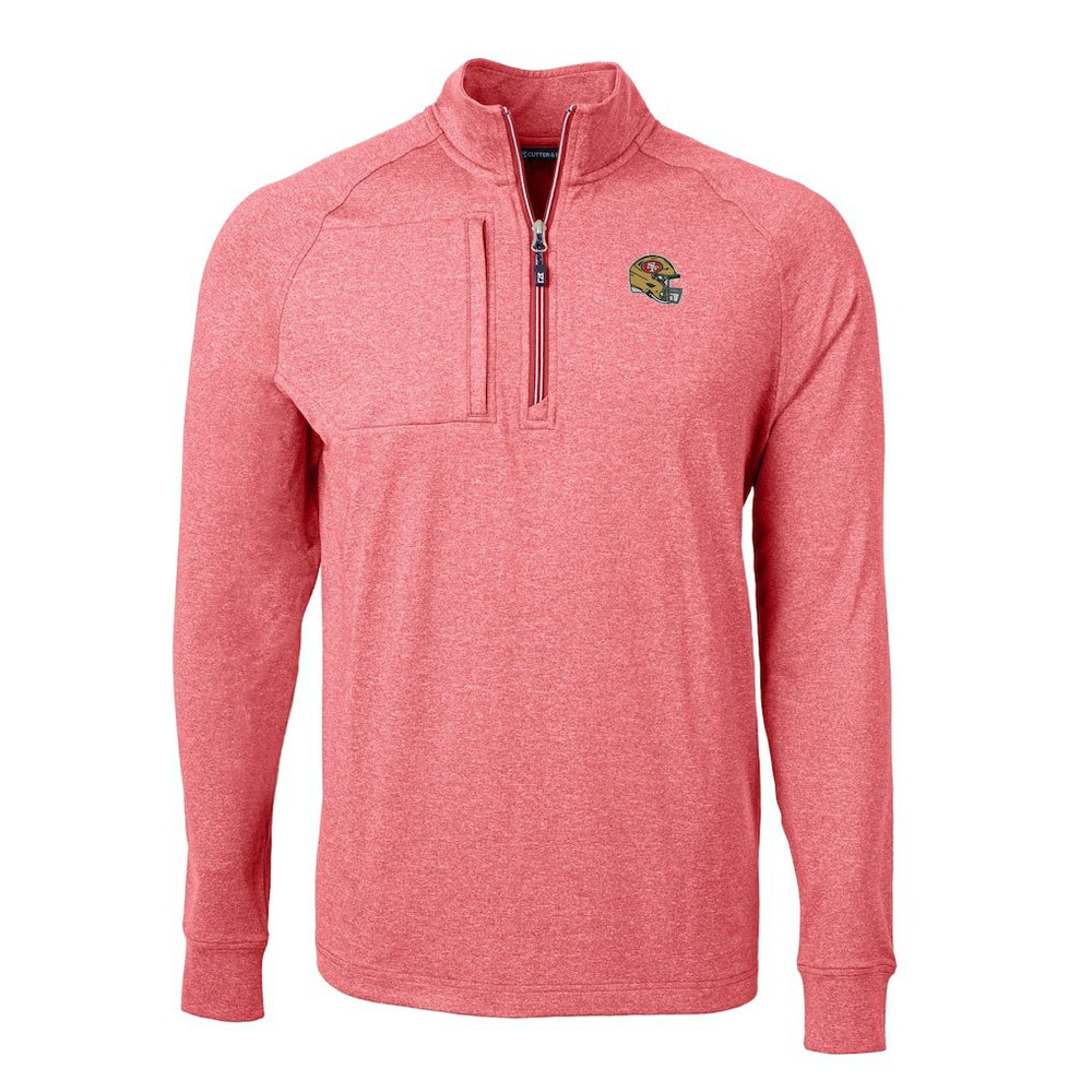 San Francisco 49ers Cutter & Buck Big & Tall Adapt Eco Raglan Quarter-Zip Jacket Heather Scarlet