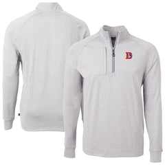 Denver Broncos Cutter & Buck Big & Tall Adapt Eco Raglan Quarter-Zip Jacket Heather Gray