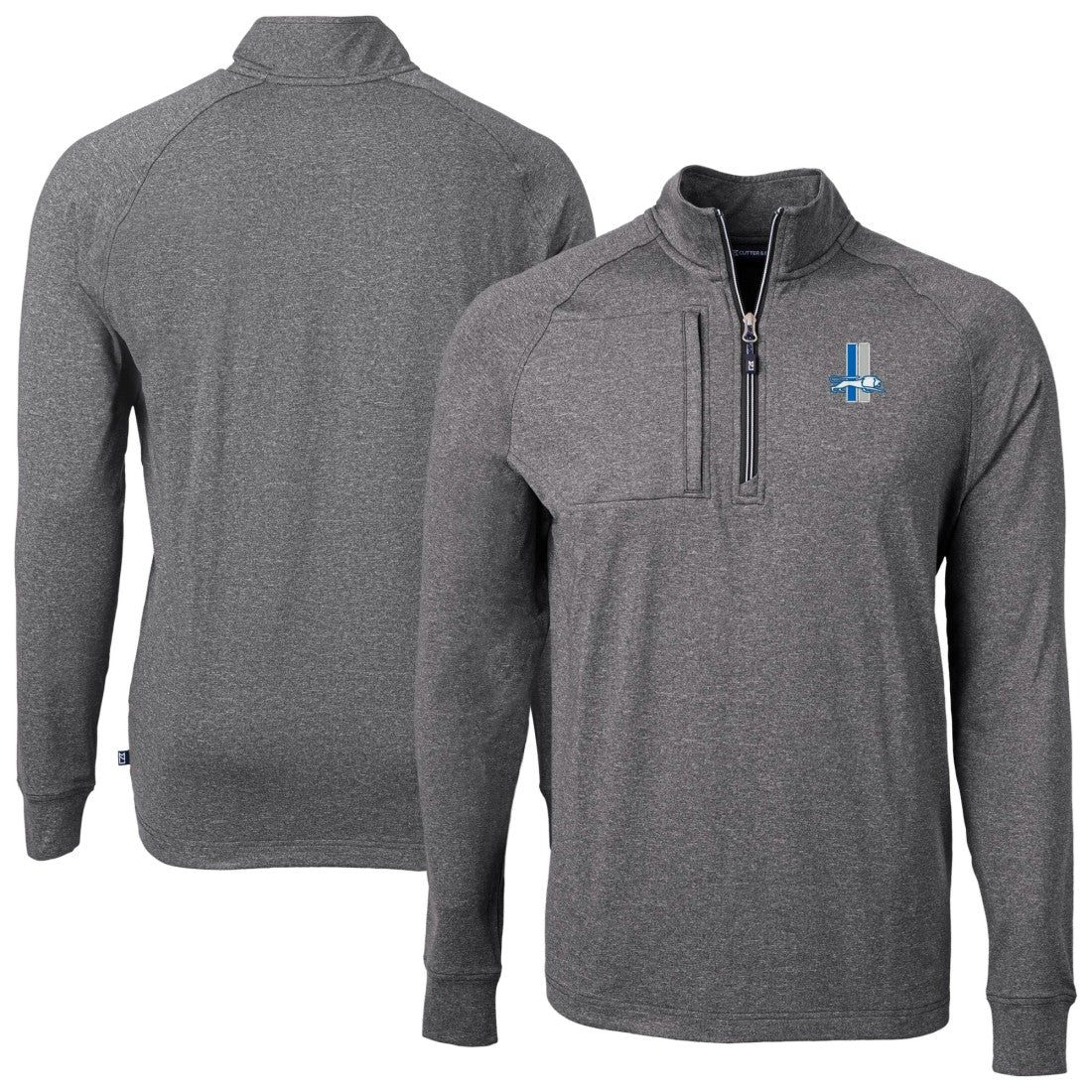 Detroit Lions Cutter & Buck Big & Tall Adapt Eco Raglan Quarter-Zip Jacket Heather Black