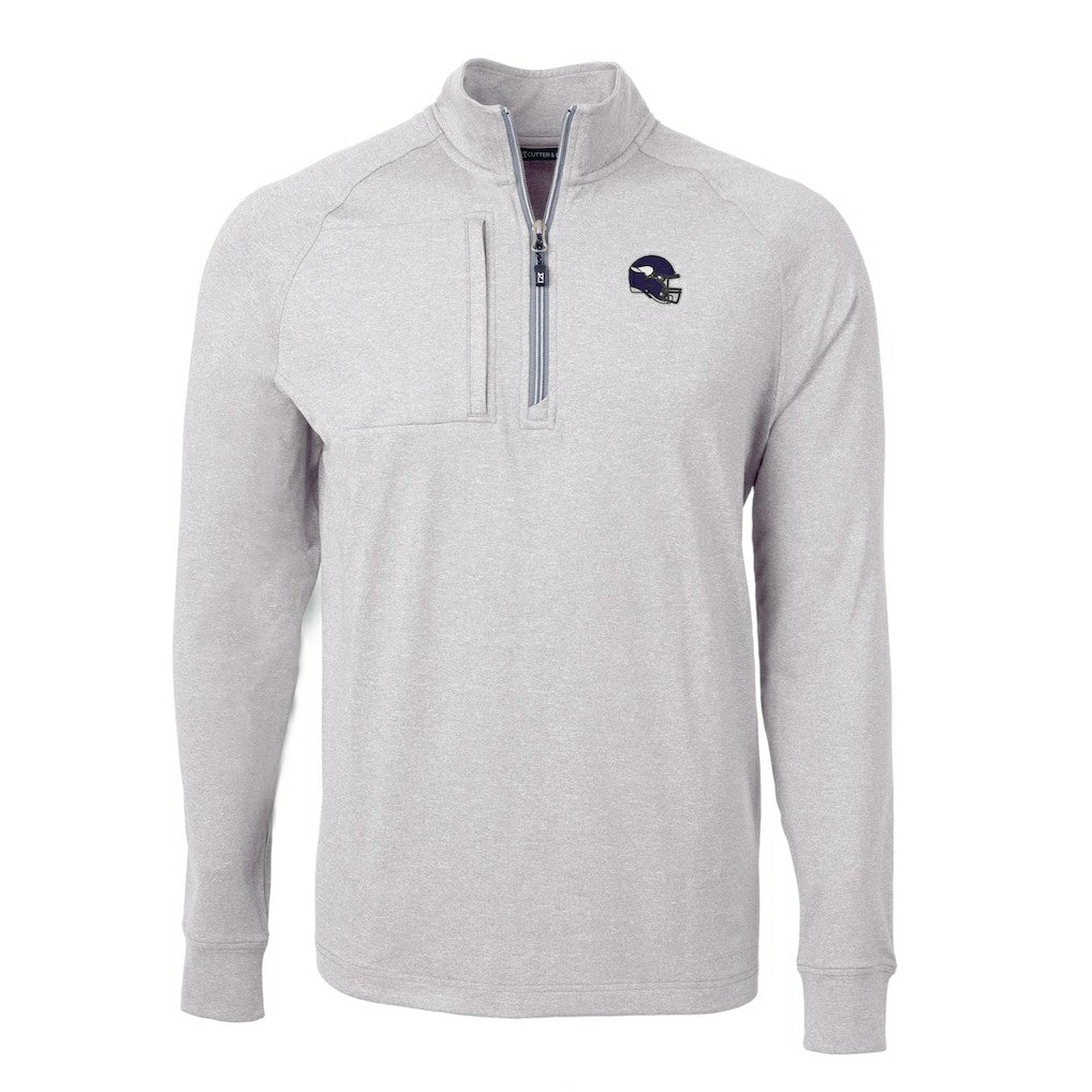 Minnesota Vikings Cutter & Buck Big & Tall Adapt Eco Raglan Quarter-Zip Jacket Heather Gray