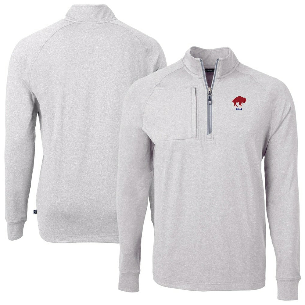 Buffalo Bills Cutter & Buck Big & Tall Adapt Eco Raglan Quarter-Zip Jacket Heather Gray