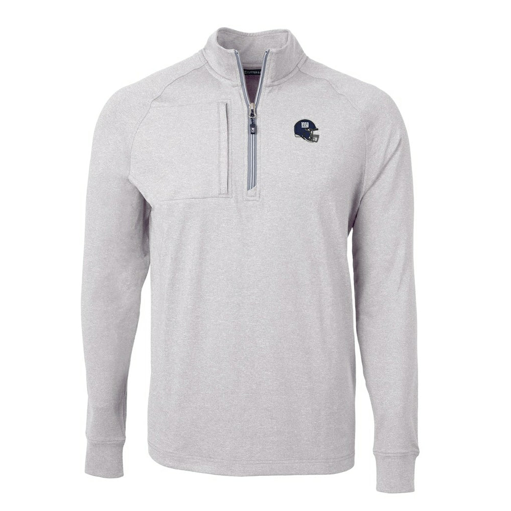New York Giants Cutter & Buck Big & Tall Adapt Eco Raglan Quarter-Zip Jacket Heather Gray