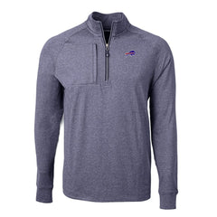 Buffalo Bills Cutter & Buck Big & Tall Adapt Eco Raglan Quarter-Zip Jacket Heather Navy