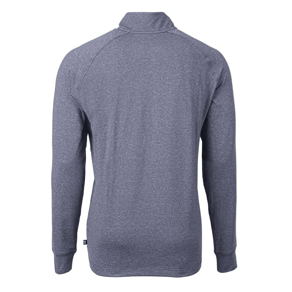 Buffalo Bills Cutter & Buck Big & Tall Adapt Eco Raglan Quarter-Zip Jacket Heather Navy