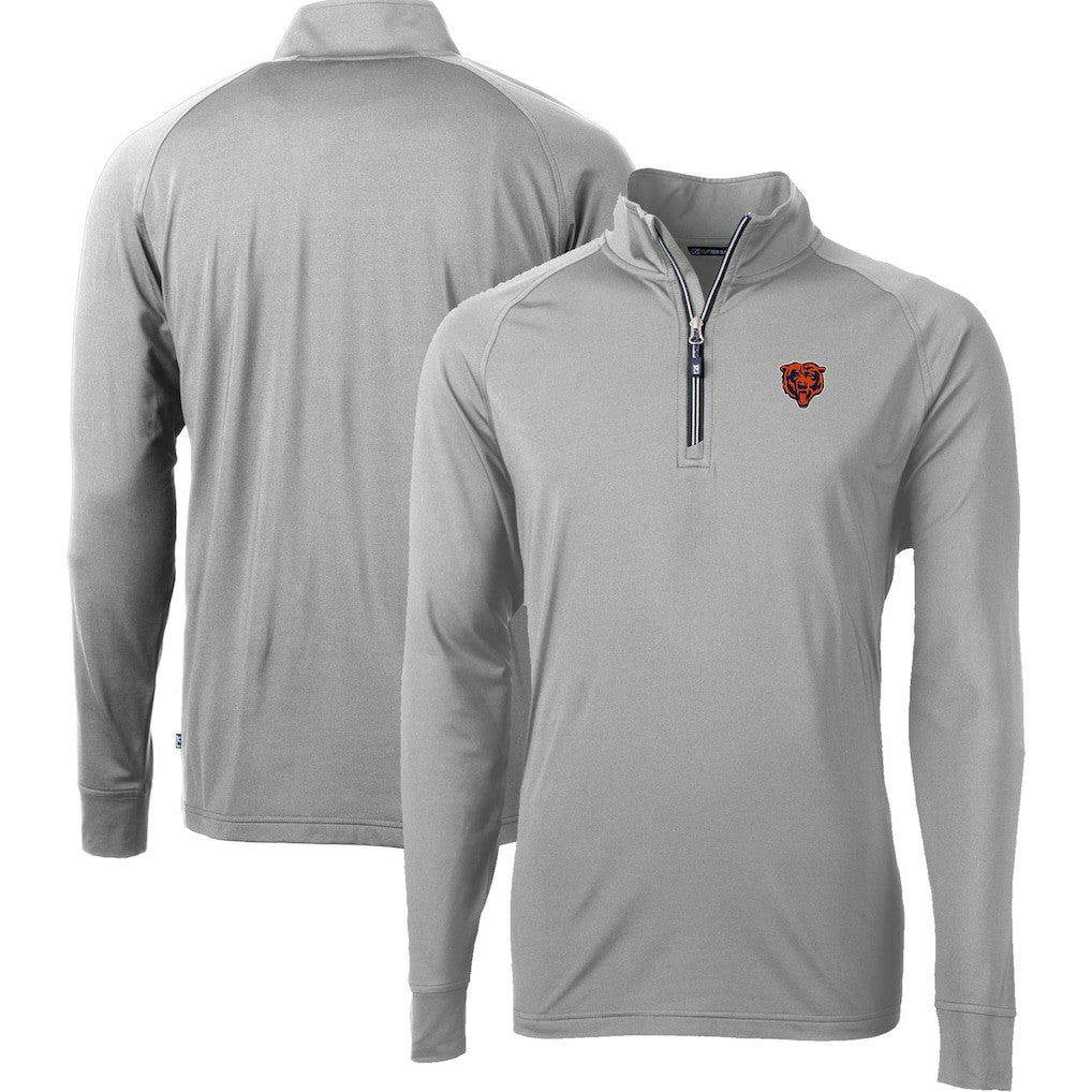 Chicago Bears Cutter & Buck Big & Tall Adapt Eco DryTec Raglan Quarter-Zip Jacket Gray