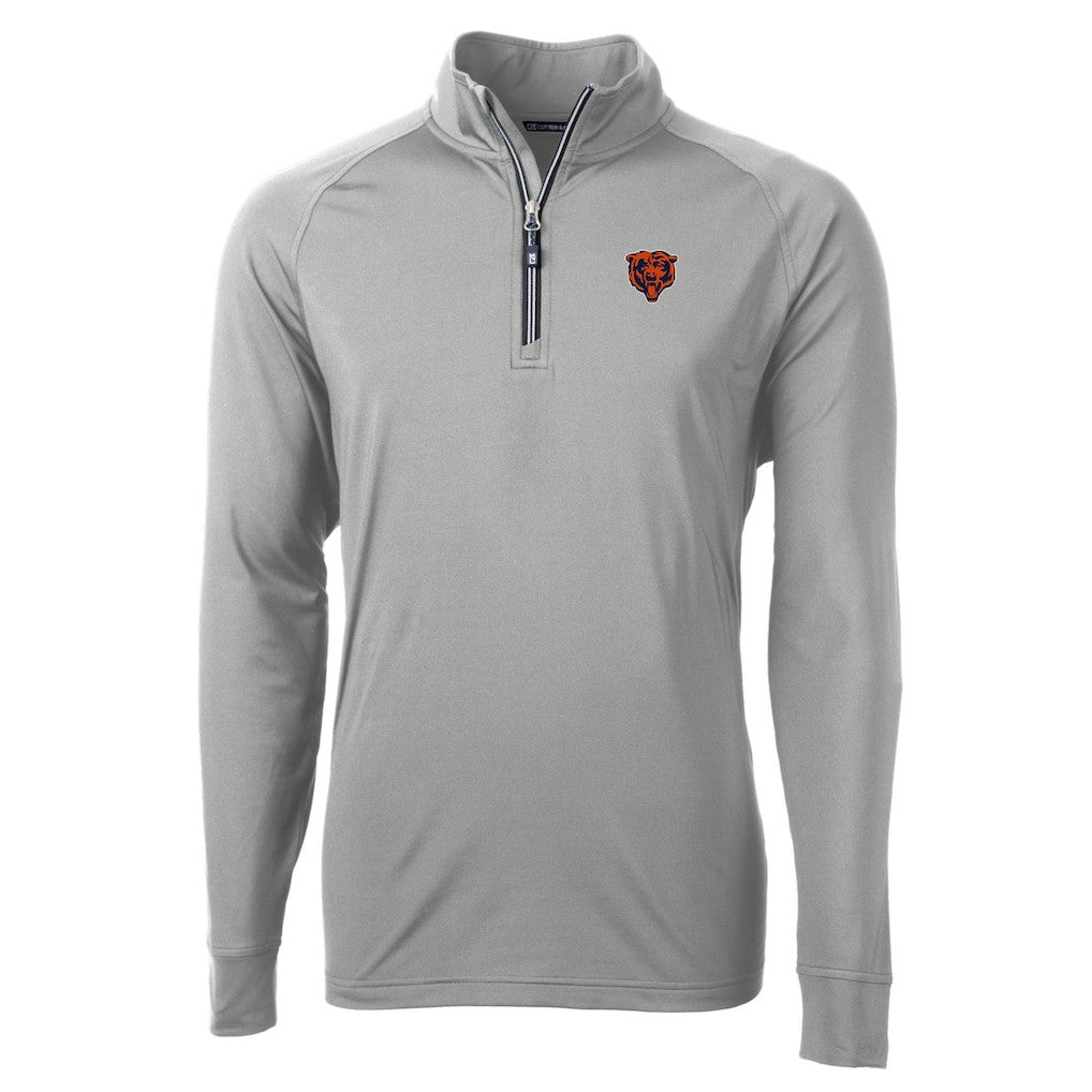 Chicago Bears Cutter & Buck Big & Tall Adapt Eco DryTec Raglan Quarter-Zip Jacket Gray