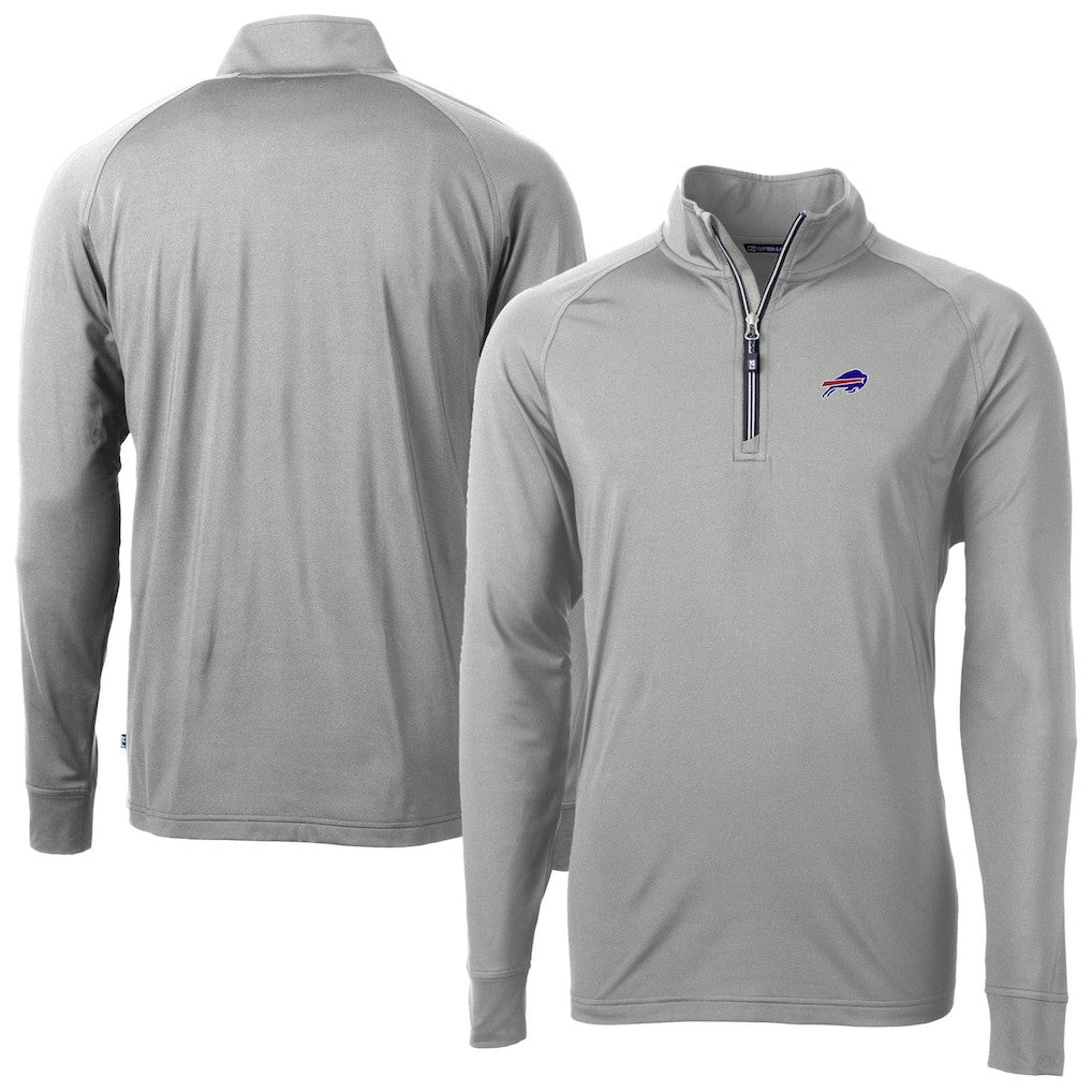 Buffalo Bills Cutter & Buck Big & Tall Adapt Eco DryTec Raglan Quarter-Zip Jacket Gray
