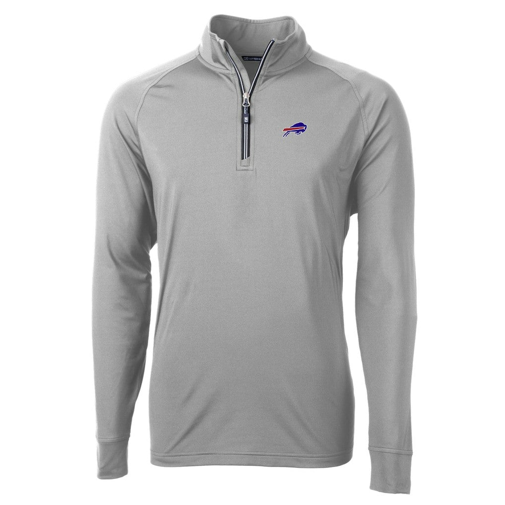 Buffalo Bills Cutter & Buck Big & Tall Adapt Eco DryTec Raglan Quarter-Zip Jacket Gray
