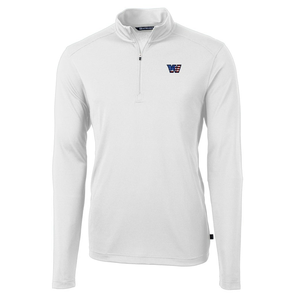 Washington Commanders Cutter & Buck Big & Tall Americana Virtue Eco Pique Quarter-Zip Jacket White