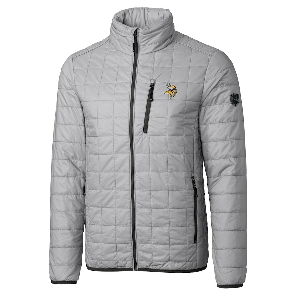 Minnesota Vikings Cutter & Buck Big & Tall Rainier PrimaLoft Eco Insulated Full-Zip Hoodie Puffer Jacket Gray