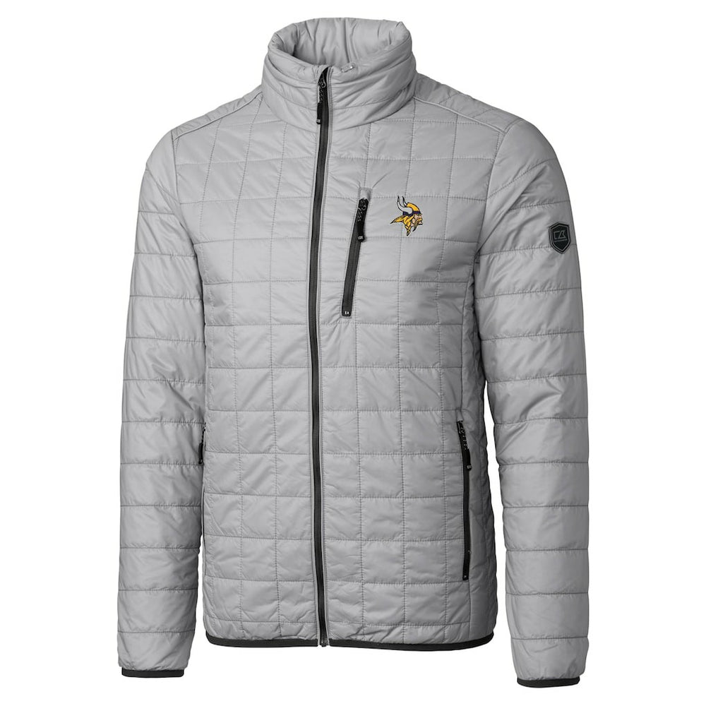 Minnesota Vikings Cutter & Buck Big & Tall Rainier PrimaLoft Eco Insulated Full-Zip Hoodie Puffer Jacket Gray