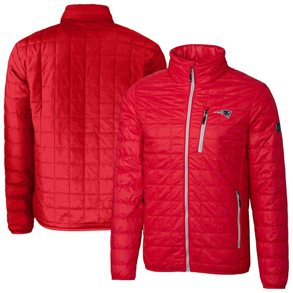 New England Patriots Cutter & Buck Big & Tall Rainier PrimaLoft Eco Insulated Full-Zip Hoodie Puffer Jacket Red