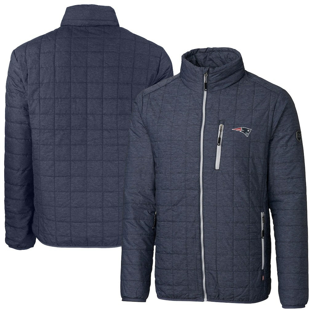 New England Patriots Cutter & Buck Big & Tall Rainier PrimaLoft Eco Insulated Full-Zip Hoodie Puffer Jacket Navy