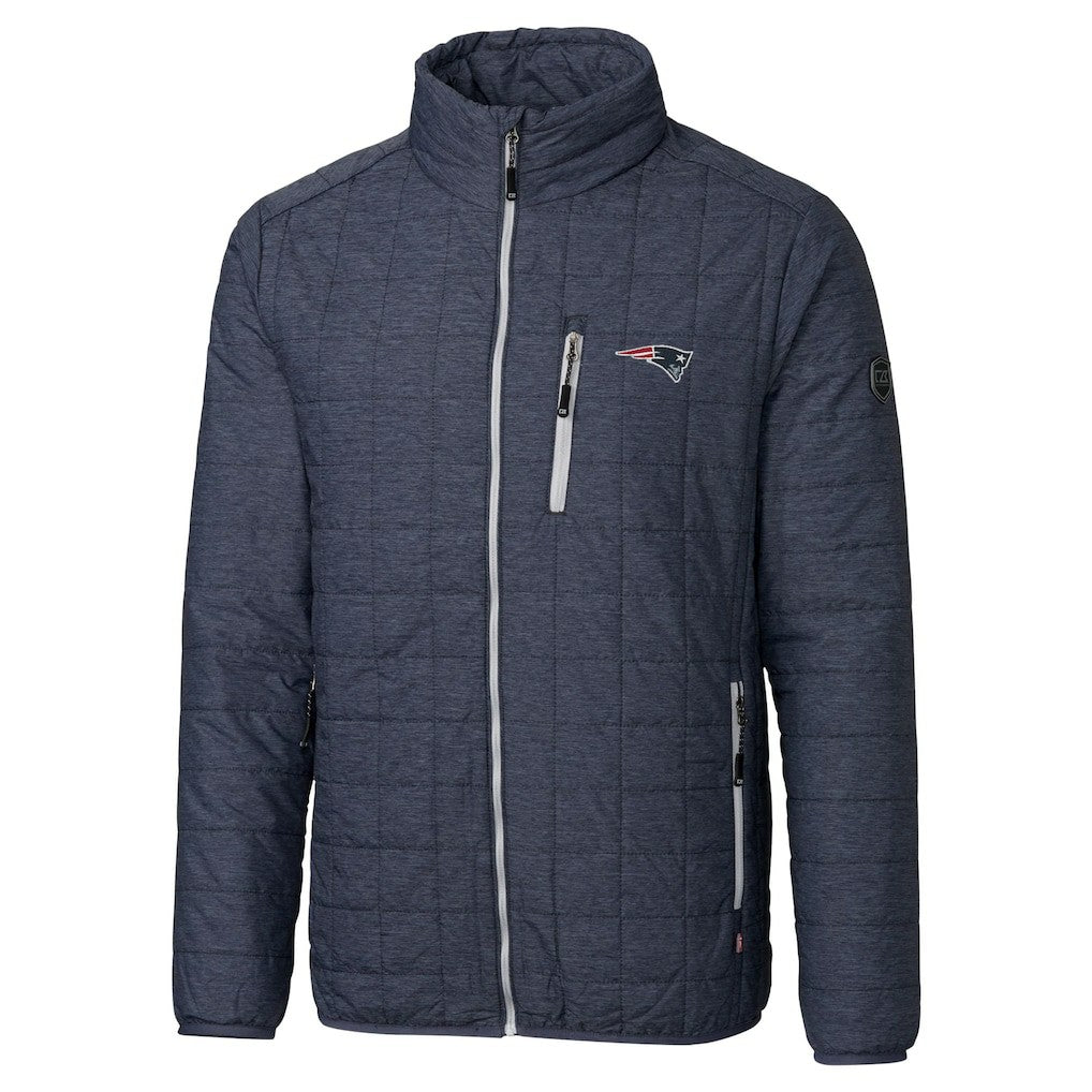 New England Patriots Cutter & Buck Big & Tall Rainier PrimaLoft Eco Insulated Full-Zip Hoodie Puffer Jacket Navy
