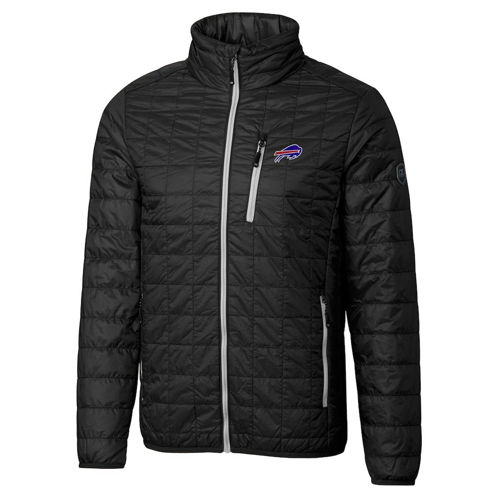 Buffalo Bills Cutter & Buck Big & Tall Rainier PrimaLoft Eco Insulated Full-Zip Hoodie Puffer Jacket Black