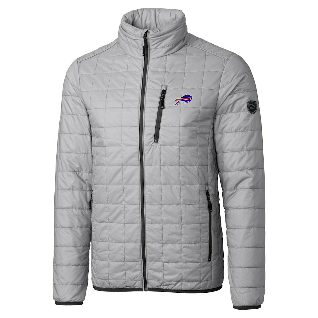 Buffalo Bills Cutter & Buck Big & Tall Rainier PrimaLoft Eco Insulated Full-Zip Hoodie Puffer Jacket Gray