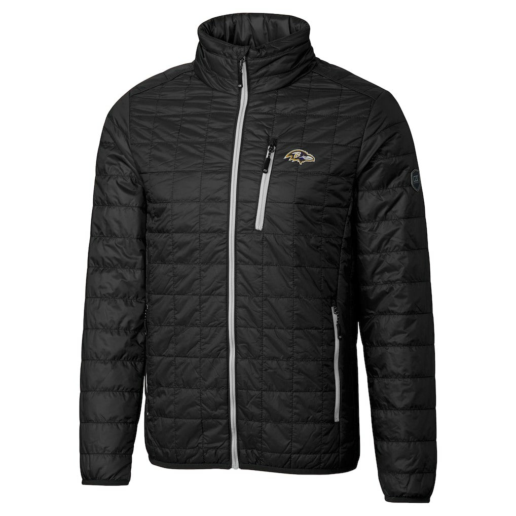 Baltimore Ravens Cutter & Buck Big & Tall Rainier PrimaLoft Eco Insulated Full-Zip Hoodie Puffer Jacket Black