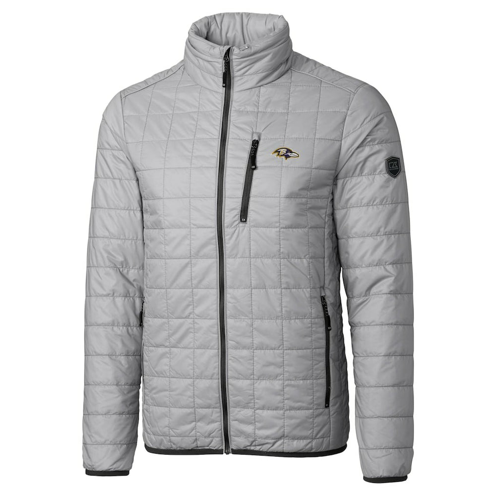 Baltimore Ravens Cutter & Buck Big & Tall Rainier PrimaLoft Eco Insulated Full-Zip Hoodie Puffer Jacket Gray