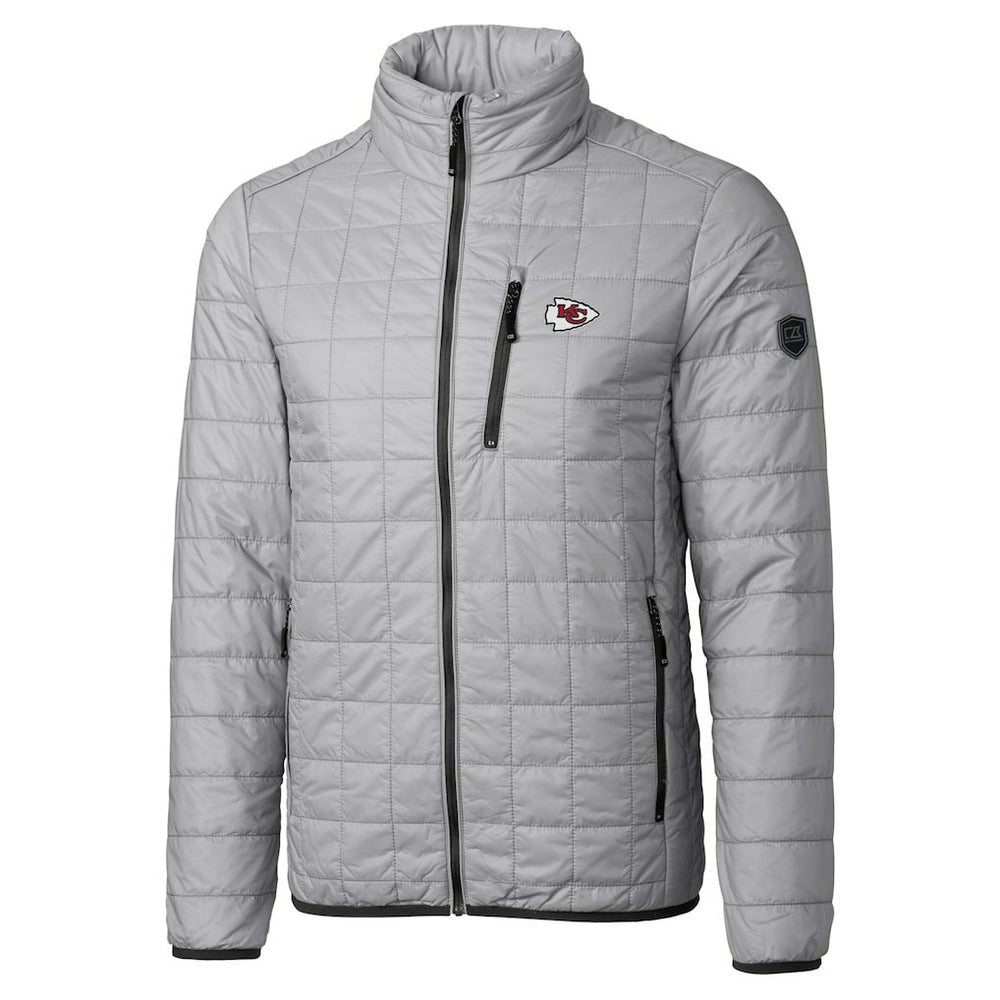 Kansas City Chiefs Cutter & Buck Big & Tall Rainier PrimaLoft Eco Insulated Full-Zip Hoodie Puffer Jacket Gray