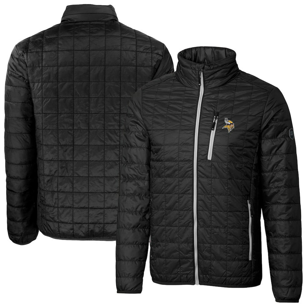 Minnesota Vikings Cutter & Buck Big & Tall Rainier PrimaLoft Eco Insulated Full-Zip Hoodie Puffer Jacket Black