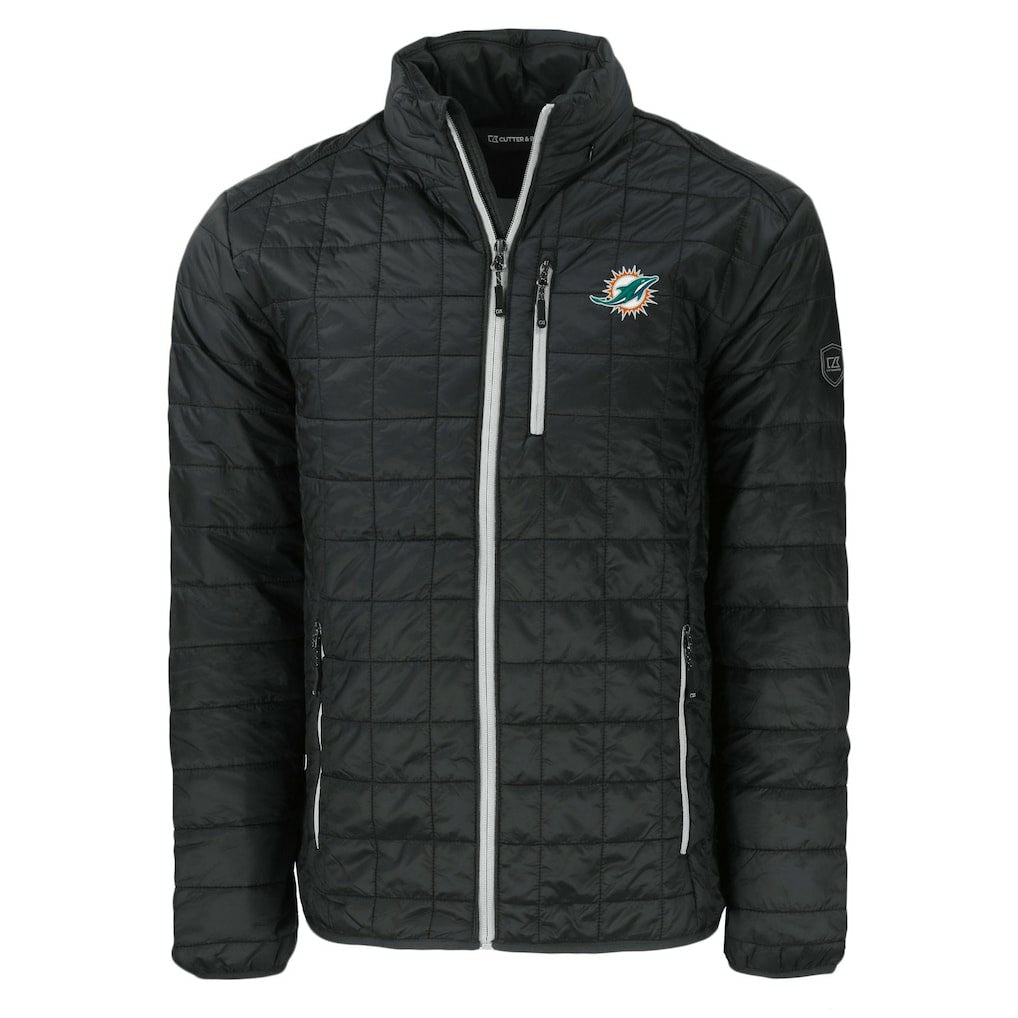 Miami Dolphins Cutter & Buck Big & Tall Rainier PrimaLoft Eco Insulated Full-Zip Puffer Jacket Black