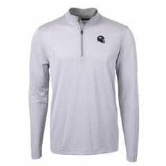 Denver Broncos Cutter & Buck Big & Tall Virtue Eco Pique Micro Stripe Tri-Blend Quarter-Zip Jacket Gray
