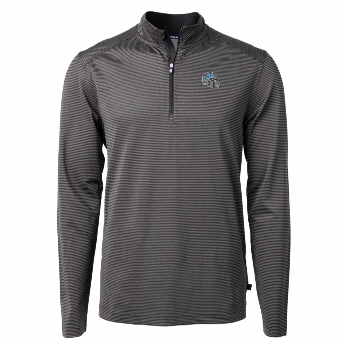 Detroit Lions Cutter & Buck Big & Tall Virtue Eco Pique Micro Stripe Tri-Blend Quarter-Zip Jacket Black