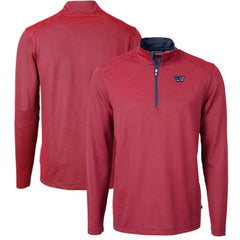 Washington Commanders Cutter & Buck Big & Tall Americana Virtue Eco Pique Micro Stripe Tri-Blend Quarter-Zip Jacket Red