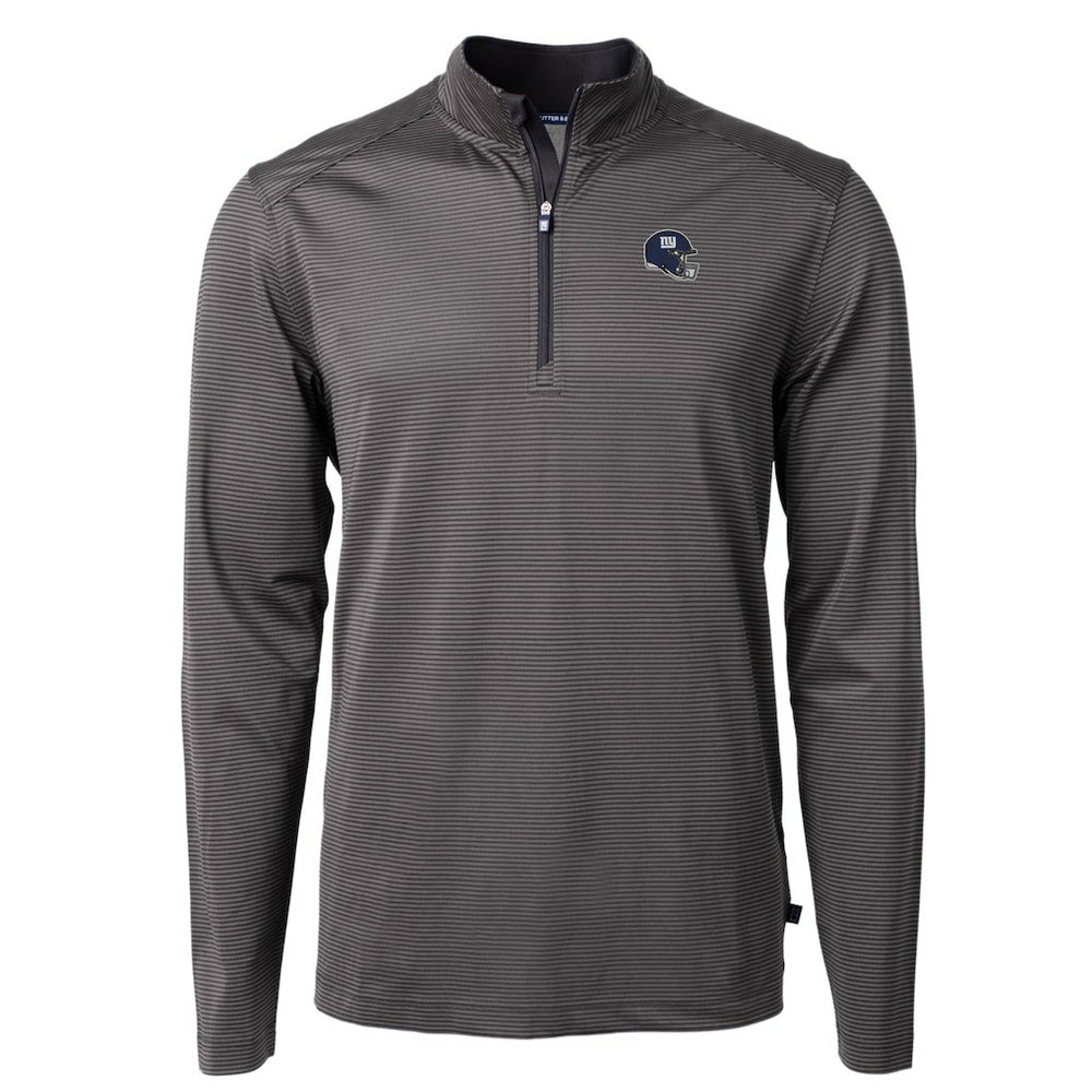 New York Giants Cutter & Buck Big & Tall Virtue Eco Pique Micro Stripe Tri-Blend Quarter-Zip Jacket Black