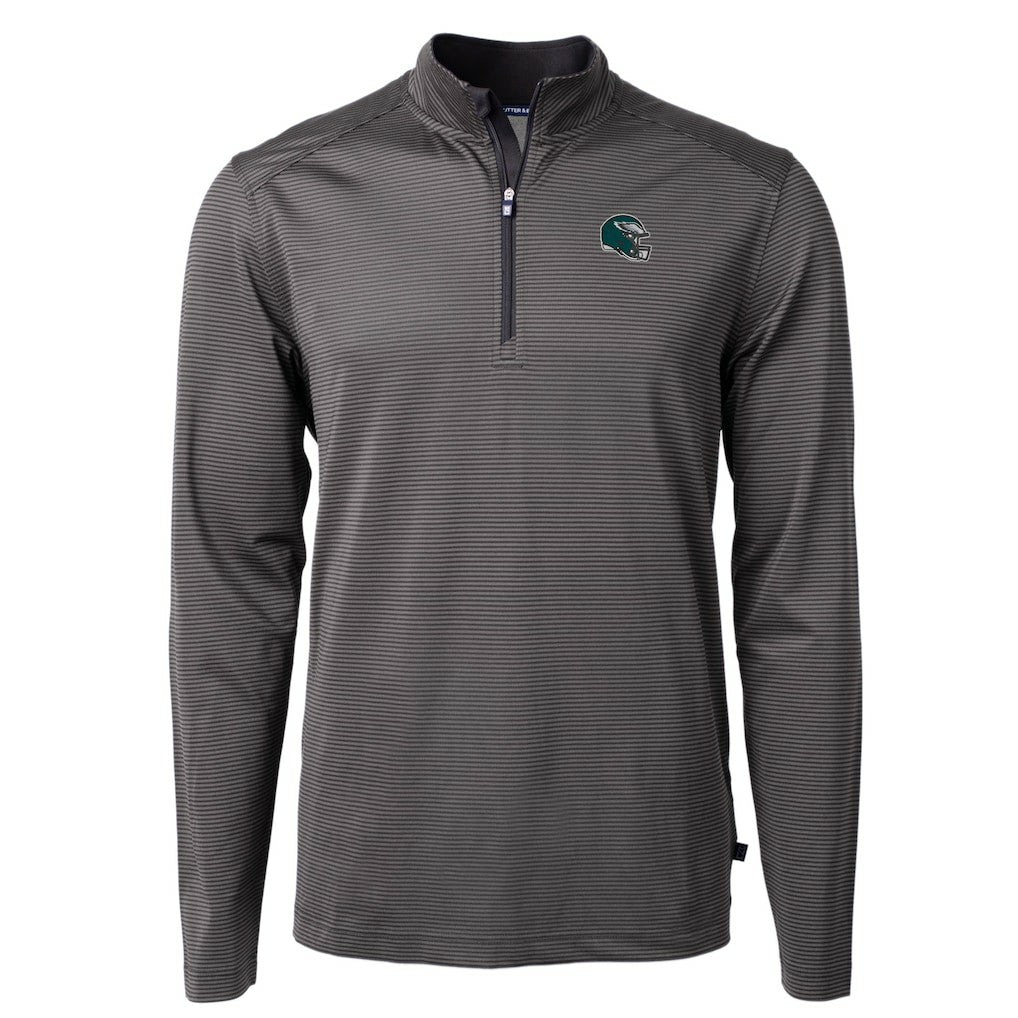 Philadelphia Eagles Cutter & Buck Big & Tall Virtue Eco Pique Micro Stripe Tri-Blend Quarter-Zip Jacket Black