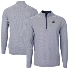 Seattle Seahawks Cutter & Buck Big & Tall Virtue Eco Pique Micro Stripe Tri-Blend Quarter-Zip Jacket College Navy