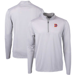 Denver Broncos Cutter & Buck Big & Tall Virtue Eco Pique Micro Stripe Tri-Blend Quarter-Zip Jacket Gray