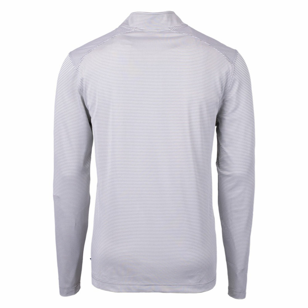 Denver Broncos Cutter & Buck Big & Tall Virtue Eco Pique Micro Stripe Tri-Blend Quarter-Zip Jacket Gray