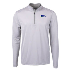 Seattle Seahawks Cutter & Buck Big & Tall Virtue Eco Pique Micro Stripe Tri-Blend Quarter-Zip Jacket Gray