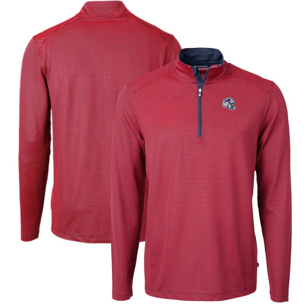 Buffalo Bills Cutter & Buck Big & Tall Virtue Eco Pique Micro Stripe Tri-Blend Quarter-Zip Jacket Red