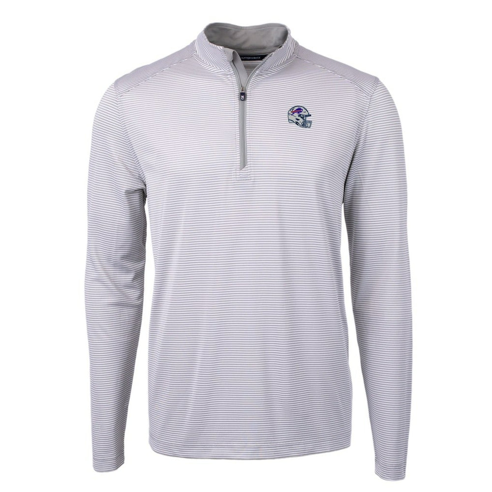 Buffalo Bills Cutter & Buck Big & Tall Virtue Eco Pique Micro Stripe Tri-Blend Quarter-Zip Jacket Gray