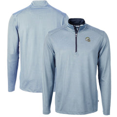 Los Angeles Chargers Cutter & Buck Big & Tall Virtue Eco Pique Micro Stripe Tri-Blend Quarter-Zip Jacket Powder Blue