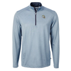 Los Angeles Chargers Cutter & Buck Big & Tall Virtue Eco Pique Micro Stripe Tri-Blend Quarter-Zip Jacket Powder Blue