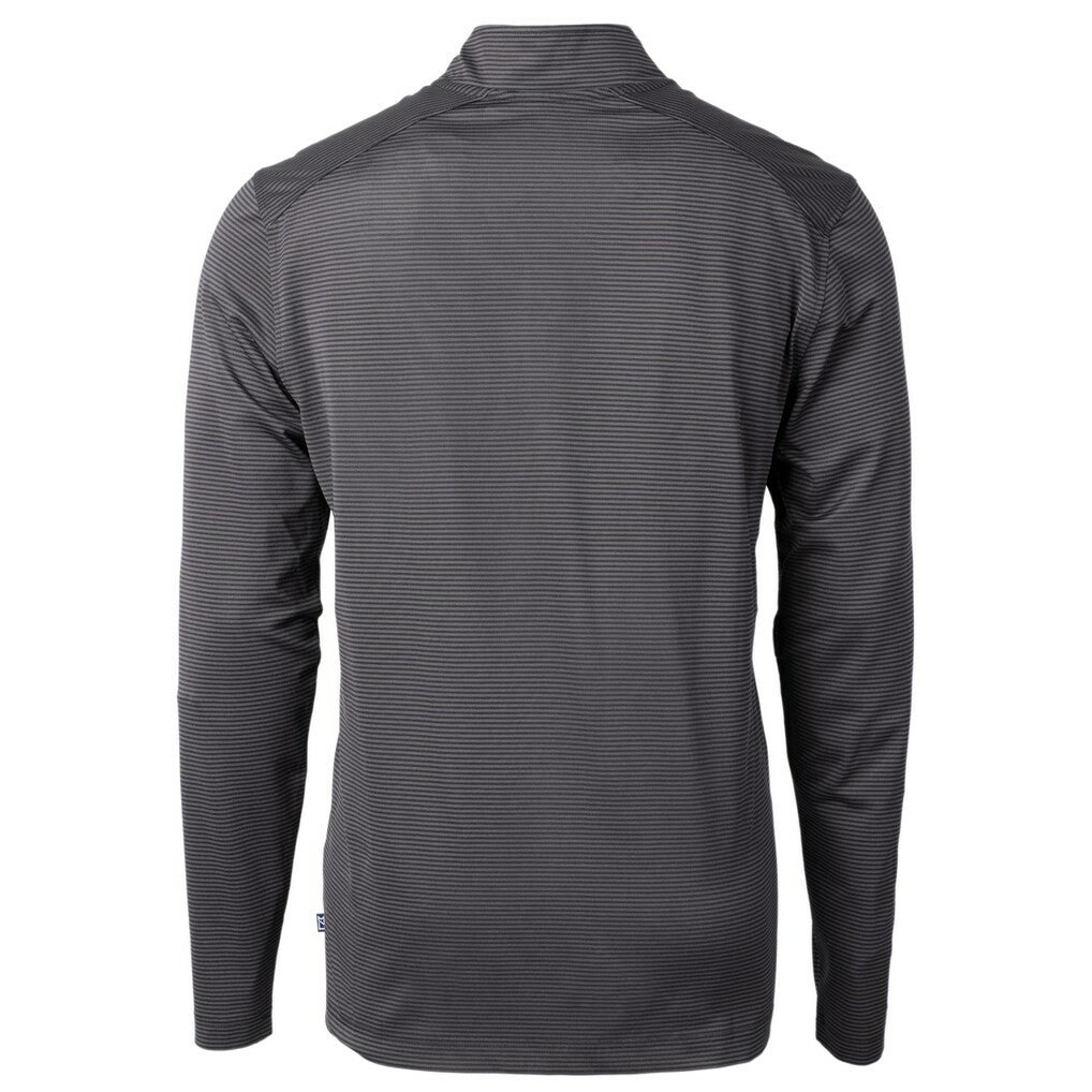 Minnesota Vikings Cutter & Buck Big & Tall Virtue Eco Pique Micro Stripe Tri-Blend Quarter-Zip Jacket Black