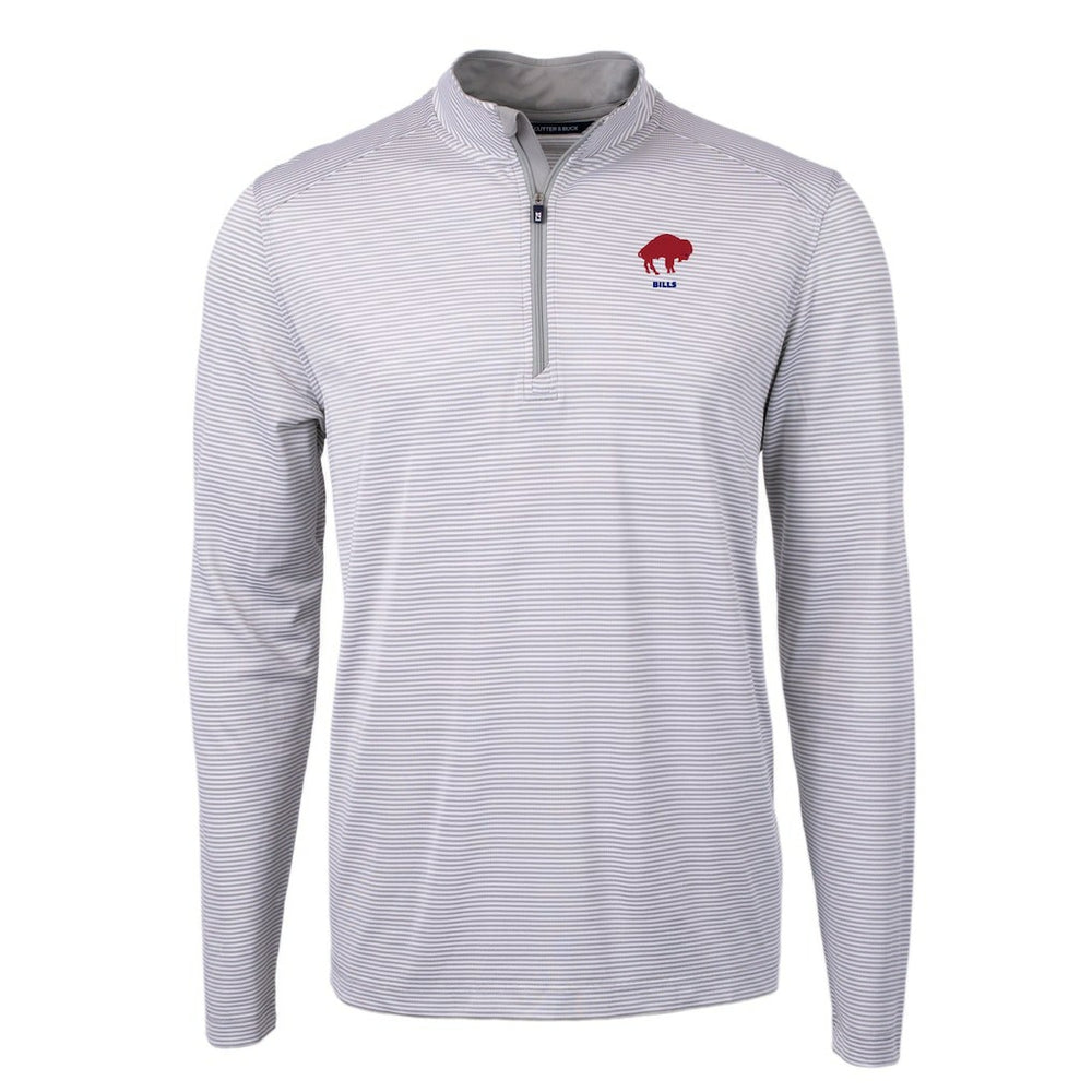 Buffalo Bills Cutter & Buck Big & Tall Virtue Eco Pique Micro Stripe Tri-Blend Quarter-Zip Jacket Gray