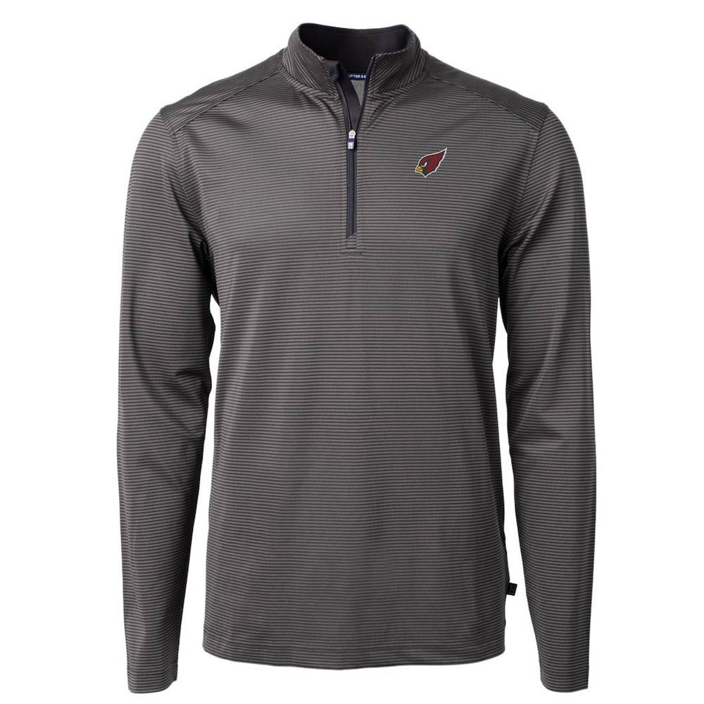 Arizona Cardinals Cutter & Buck Big & Tall Virtue Eco Pique Micro Stripe Tri-Blend Quarter-Zip Jacket Black