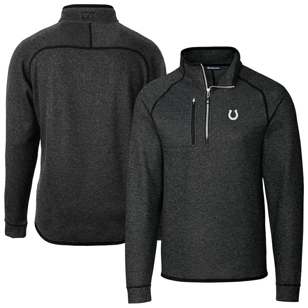 Indianapolis Colts Cutter & Buck Big & Tall Mainsail Sweater-Knit Half-Zip Jacket Heather Charcoal