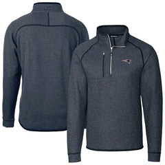 New England Patriots Cutter & Buck Big & Tall Mainsail Sweater-Knit Half-Zip Jacket Heather Navy