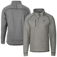 New England Patriots Cutter & Buck Big & Tall Mainsail Sweater-Knit Half-Zip Jacket Heather Gray