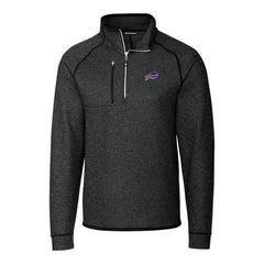 Buffalo Bills Cutter & Buck Big & Tall Mainsail Sweater-Knit Half-Zip Jacket Heather Charcoal