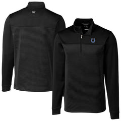 Indianapolis Colts Cutter & Buck Traverse Eco Stripe Tri-Blend DryTec Quarter-Zip Jacket Black
