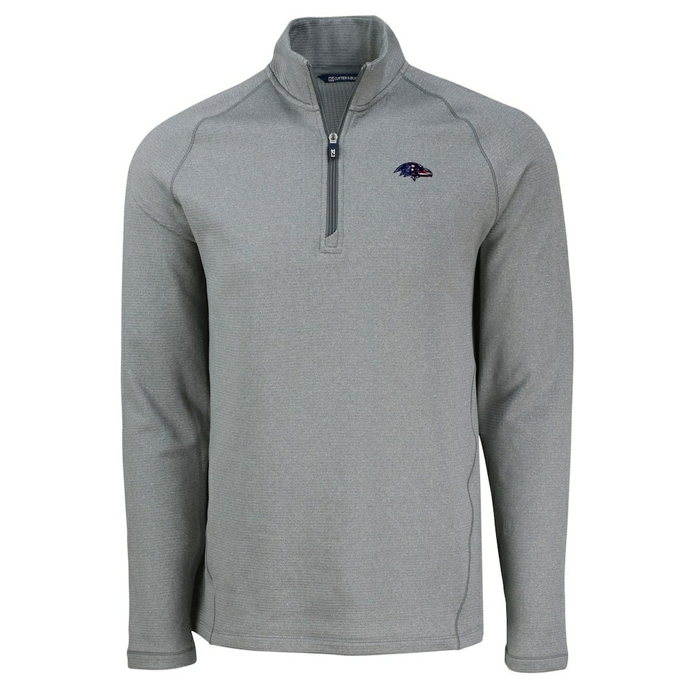 Baltimore Ravens Cutter & Buck Peshastin Eco Fleece Tri-Blend Raglan Recycled Quarter-Zip Jacket Heather Gray