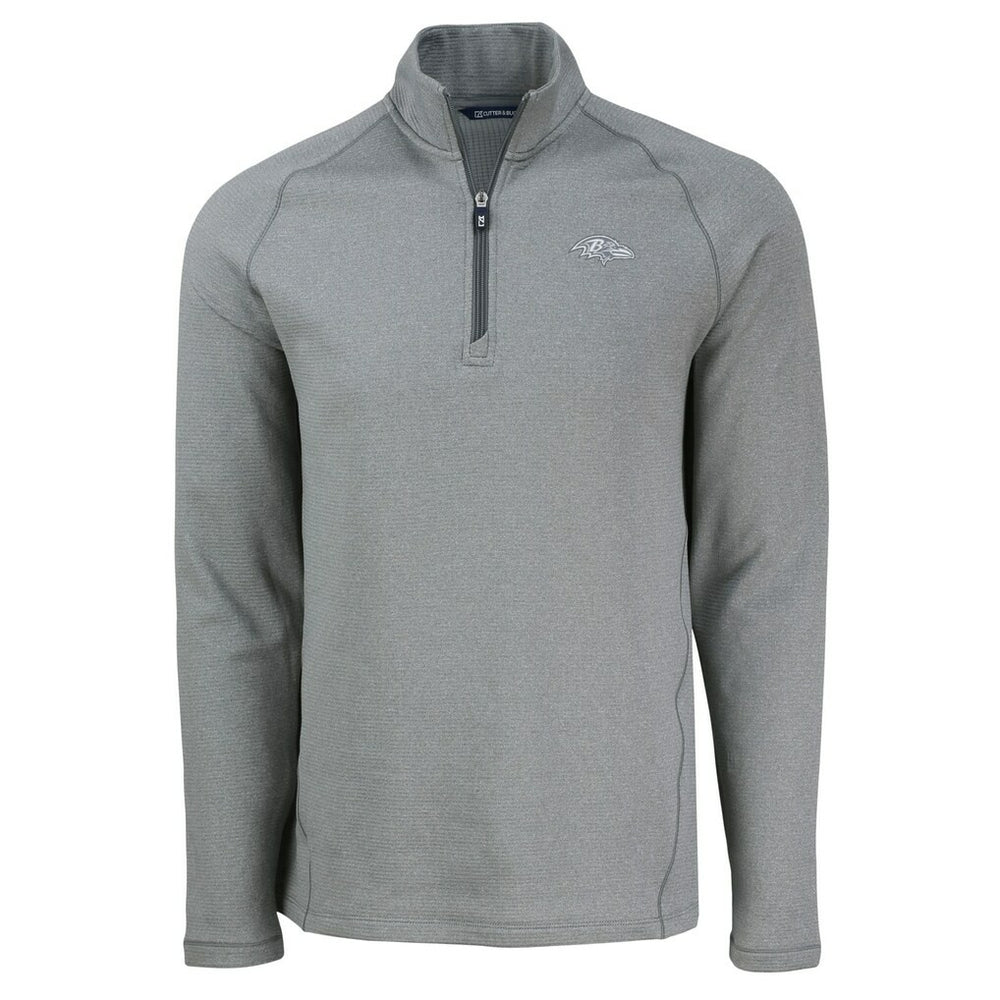 Baltimore Ravens Cutter & Buck Peshastin Eco Fleece Tri-Blend Raglan Recycled Quarter-Zip Jacket Heather Gray