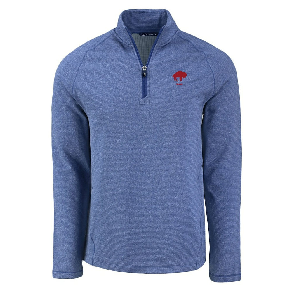 Buffalo Bills Cutter & Buck Peshastin Eco Fleece Tri-Blend Raglan Recycled Quarter-Zip Jacket Heather Royal